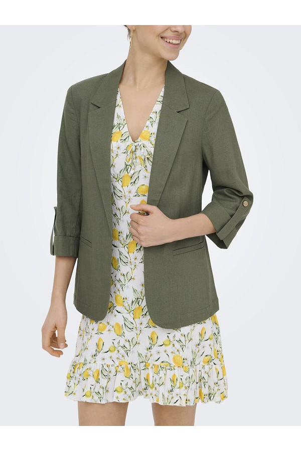 ONLGOA 3/4 UNLINE LINEN BL BLAZER CC TLR - ΠΡΑΣΙΝΟ
