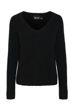 PCELLEN LS V-NECK KNIT NOOS BC - ΜΑΥΡΟ