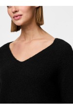 PCELLEN LS V-NECK KNIT NOOS BC - ΜΑΥΡΟ