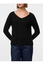 PCELLEN LS V-NECK KNIT NOOS BC - ΜΑΥΡΟ