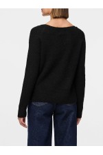 PCELLEN LS V-NECK KNIT NOOS BC - ΜΑΥΡΟ