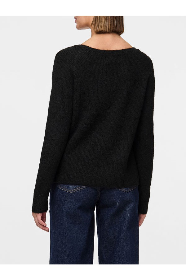 PCELLEN LS V-NECK KNIT NOOS BC - ΜΑΥΡΟ