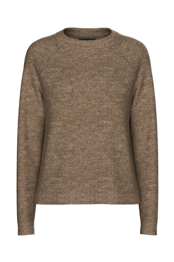 PCJULIANA LS O-NECK KNIT NOOS BC - ΚΑΦΕ
