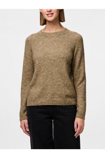 PCJULIANA LS O-NECK KNIT NOOS BC - ΚΑΦΕ