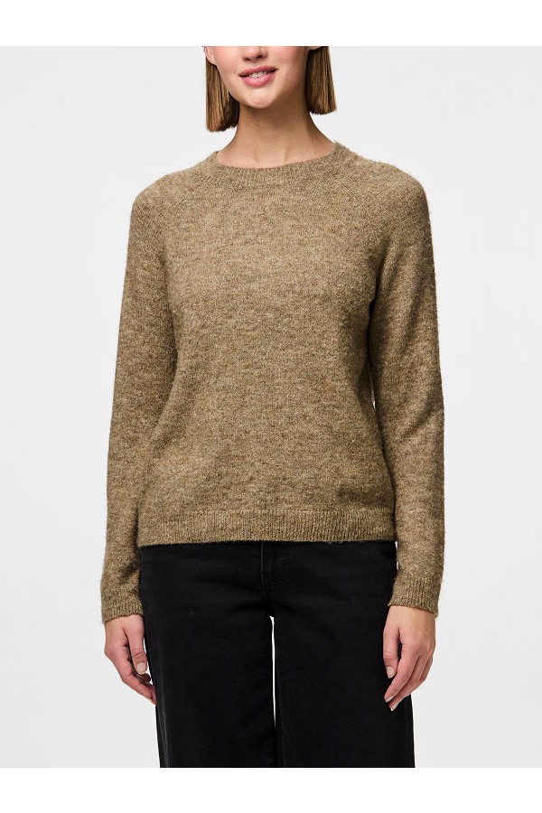 PCJULIANA LS O-NECK KNIT NOOS BC - ΚΑΦΕ