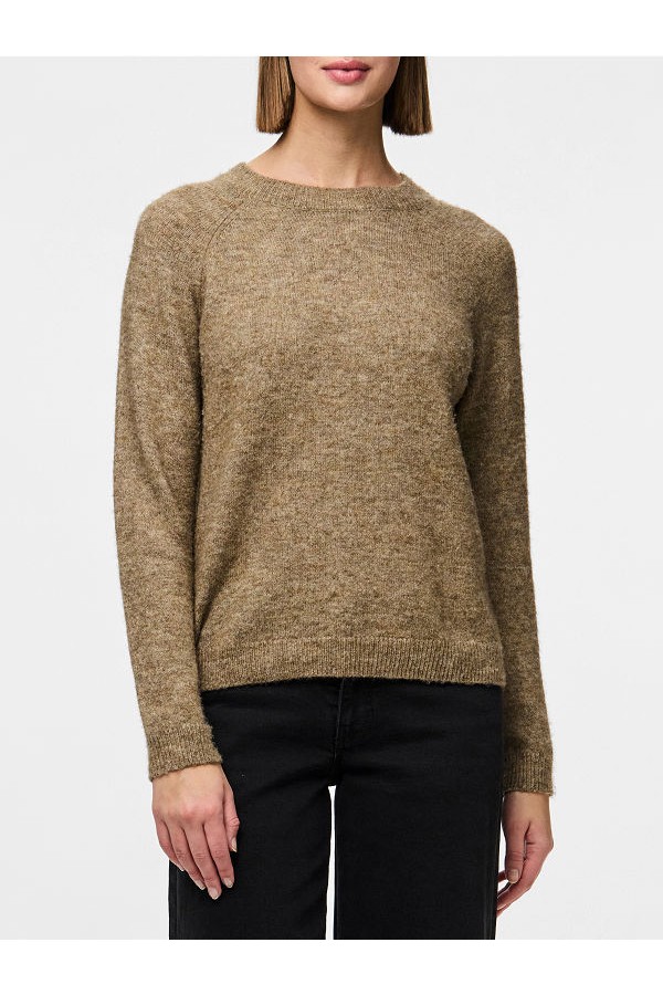 PCJULIANA LS O-NECK KNIT NOOS BC - ΚΑΦΕ