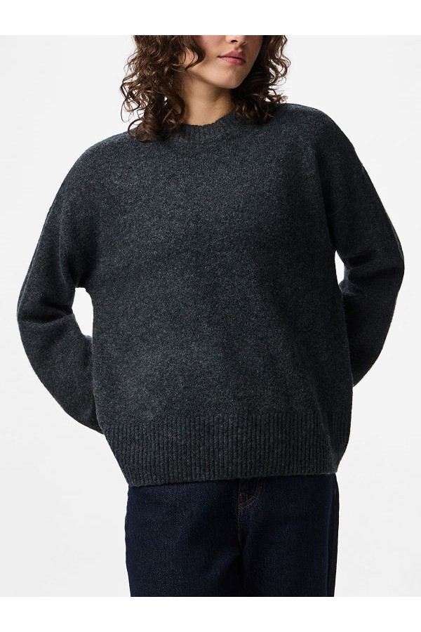 PCANA LS O-NECK KNIT PWP BC - ΓΚΡΙ