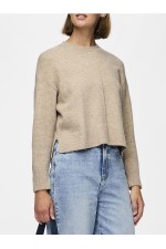 PCMALOU LS O-NECK CUTLINE KNIT NOOS BC - ΜΠΕΖ