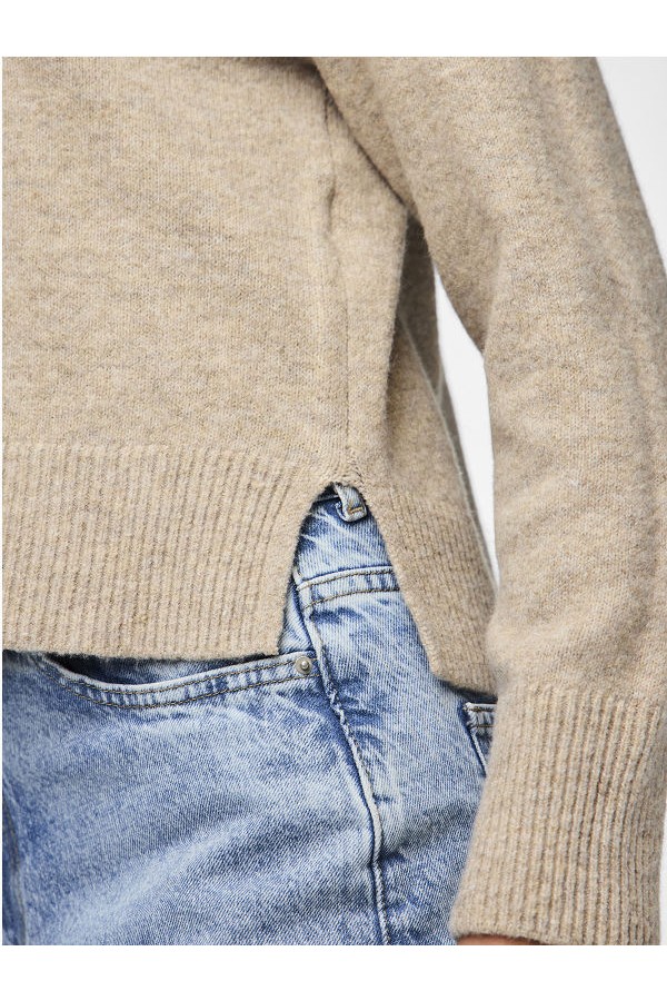 PCMALOU LS O-NECK CUTLINE KNIT NOOS BC - ΜΠΕΖ