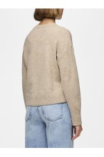 PCMALOU LS O-NECK CUTLINE KNIT NOOS BC - ΜΠΕΖ
