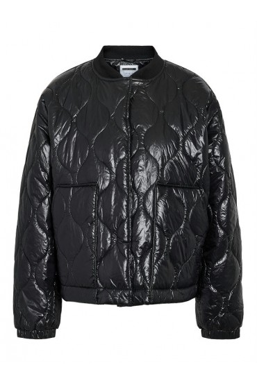 NMALLIE SHINY QUILTED JACKET - ΜΑΥΡΟ