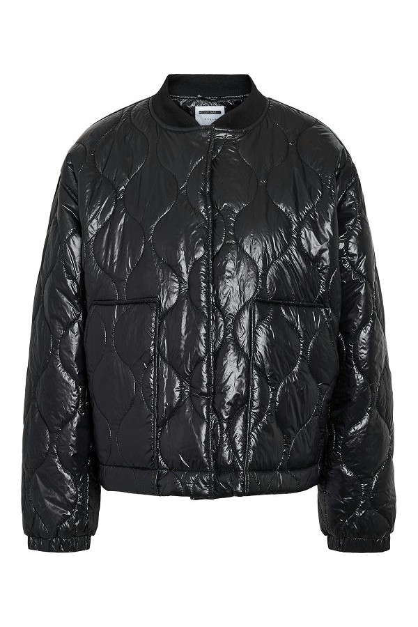 NMALLIE SHINY QUILTED JACKET - ΜΑΥΡΟ