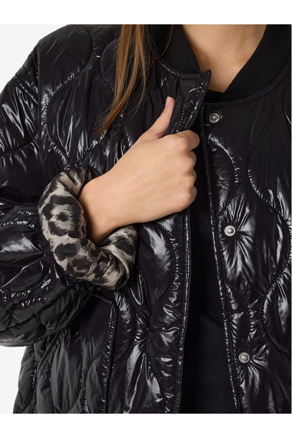 NMALLIE SHINY QUILTED JACKET - ΜΑΥΡΟ