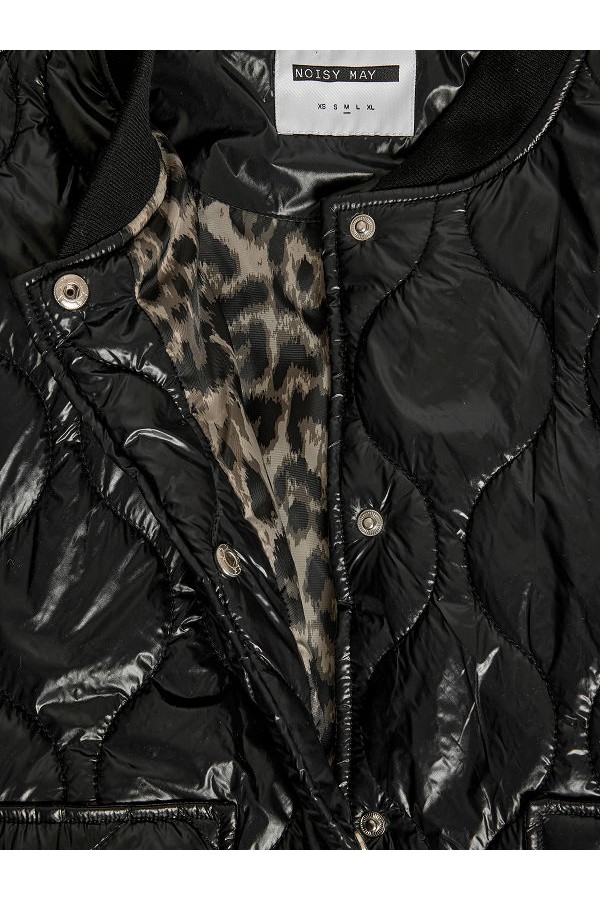 NMALLIE SHINY QUILTED JACKET - ΜΑΥΡΟ