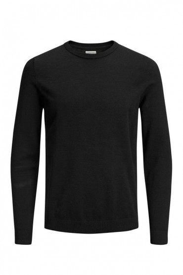 JJEBASIC KNIT CREW NECK NOOS - ΜΑΥΡΟ