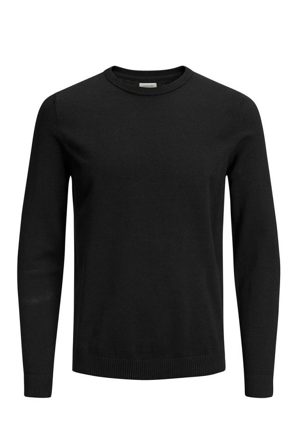 JJEBASIC KNIT CREW NECK NOOS - ΜΑΥΡΟ