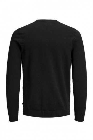 JJEBASIC KNIT CREW NECK NOOS - ΜΑΥΡΟ