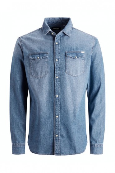 JJESHERIDAN SHIRT L/S NOOS - ΜΠΛΕ