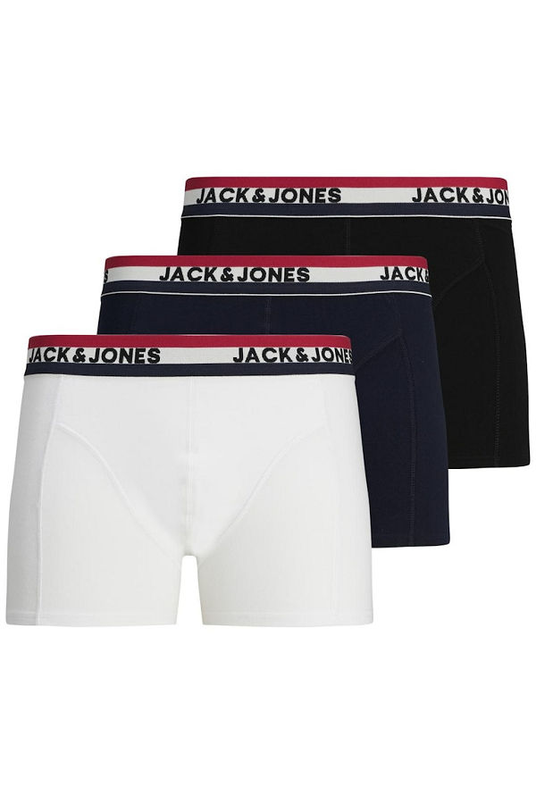 JACWAISTBAND STRIB TRUNKS 3 PACK LN STYD - ΜΑΥΡΟ