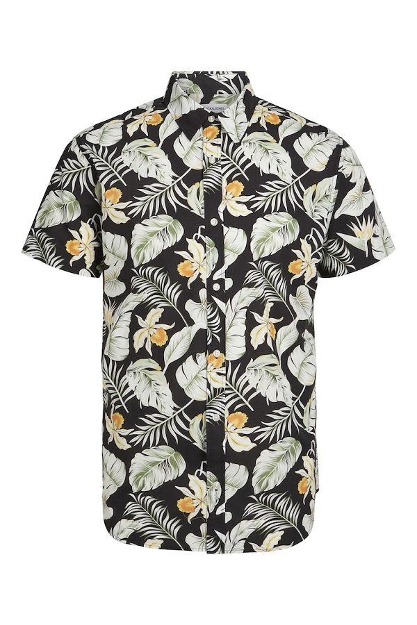 JJCHILL AOP SHIRT SS - ΜΑΥΡΟ