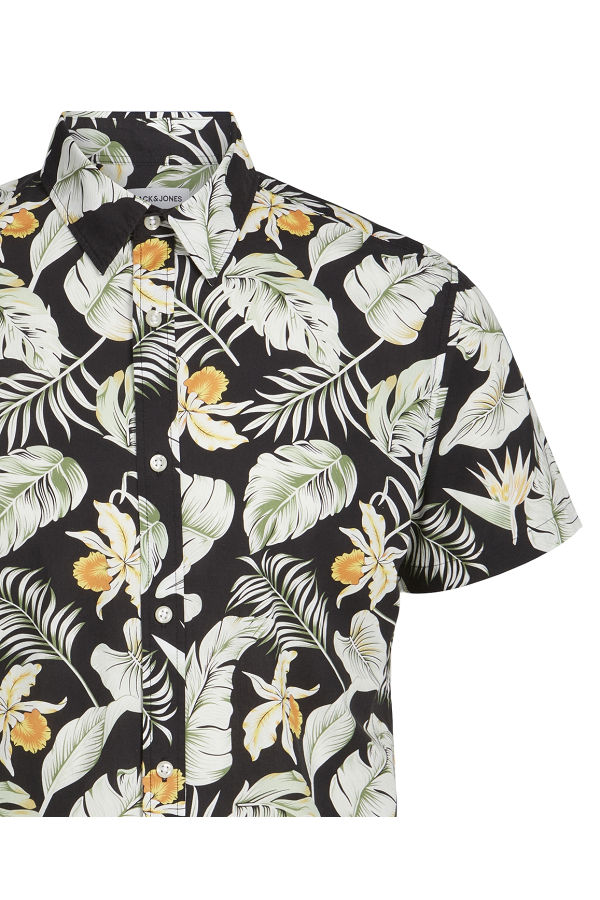 JJCHILL AOP SHIRT SS - ΜΑΥΡΟ