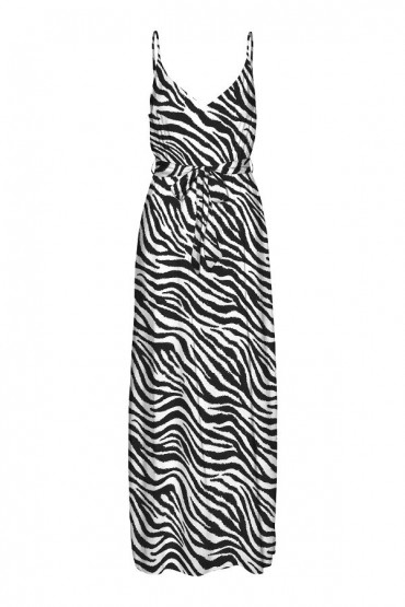 VMEASY JOY SLIT MAXI V-NECK DRESS WV GA - ΜΑΥΡΟ