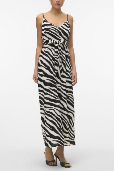 VMEASY JOY SLIT MAXI V-NECK DRESS WV GA - ΜΑΥΡΟ