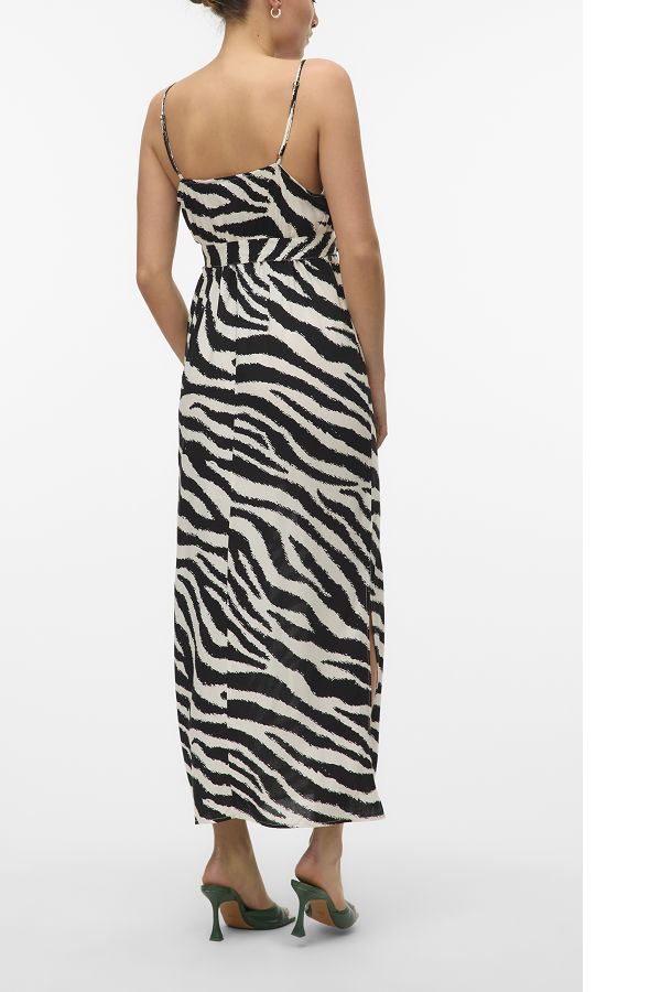 VMEASY JOY SLIT MAXI V-NECK DRESS WV GA - ΜΑΥΡΟ