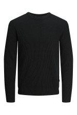 JJEPERFECT KNIT CREW NECK LN - ΜΑΥΡΟ