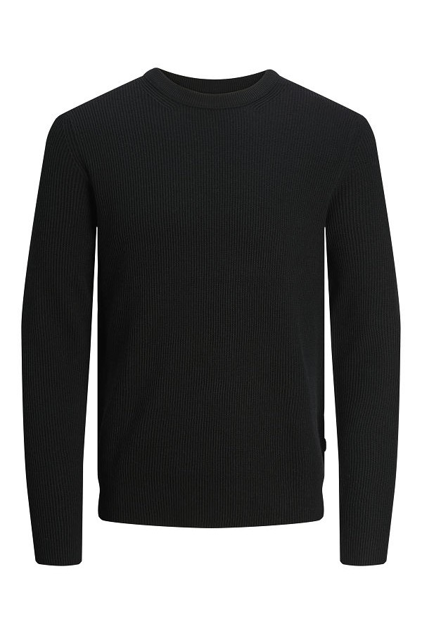 JJEPERFECT KNIT CREW NECK LN - ΜΑΥΡΟ
