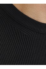 JJEPERFECT KNIT CREW NECK LN - ΜΑΥΡΟ