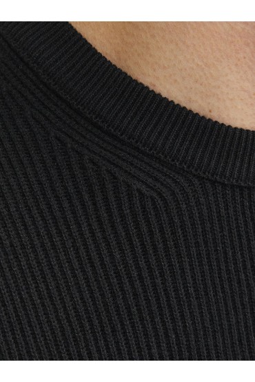 JJEPERFECT KNIT CREW NECK LN - ΜΑΥΡΟ
