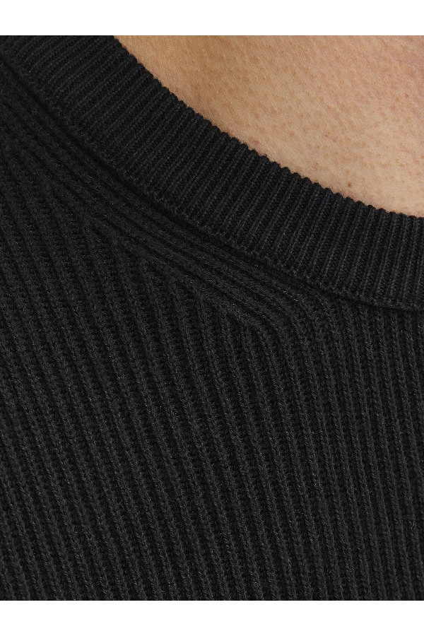 JJEPERFECT KNIT CREW NECK LN - ΜΑΥΡΟ