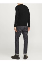 JJEPERFECT KNIT CREW NECK LN - ΜΑΥΡΟ