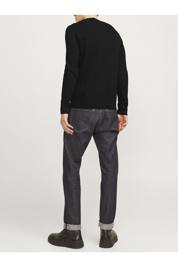 JJEPERFECT KNIT CREW NECK LN - ΜΑΥΡΟ