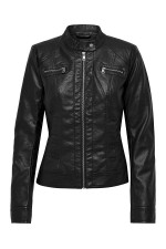 ONLBANDIT FAUX LEATHER BIKER OTW NOOS - ΜΑΥΡΟ
