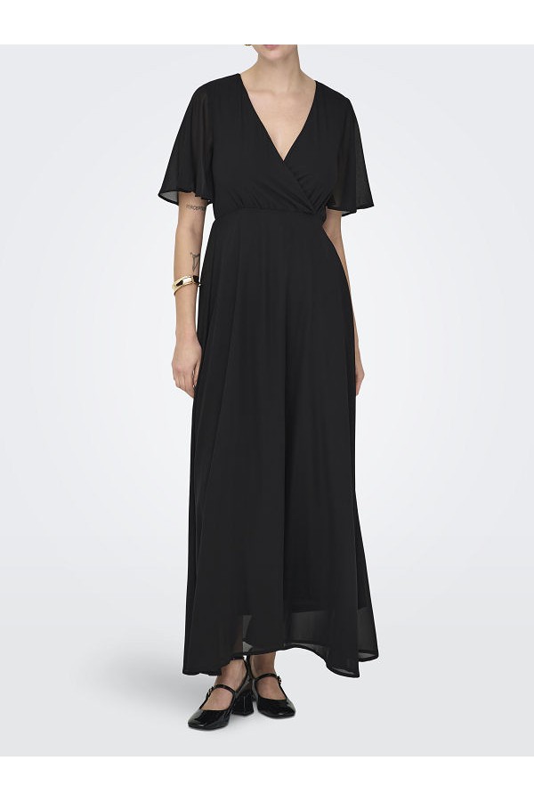 ONLSTAR LIFE S/S MIA MAXI DRESS PTM - ΜΑΥΡΟ