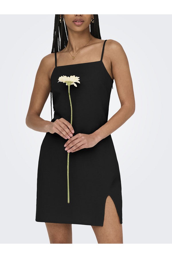 ONLCARO JAKIRI LINEN BLEND DRESS WVN - ΜΑΥΡΟ