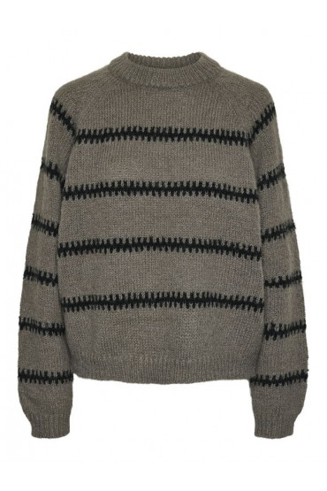 PCSONJA LS O-NECK KNIT PWP MM BC - ΜΑΥΡΟ