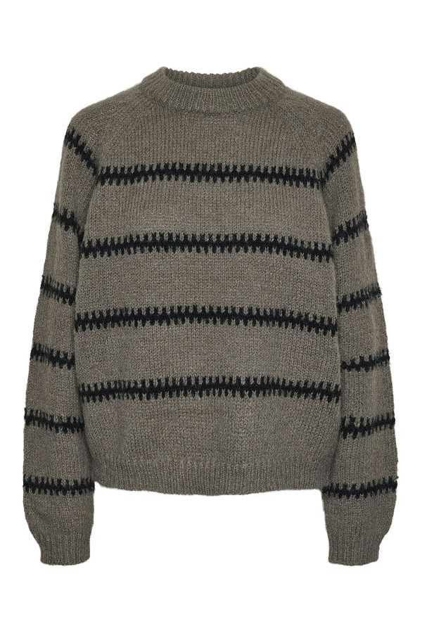 PCSONJA LS O-NECK KNIT PWP MM BC - ΜΑΥΡΟ