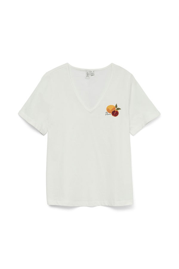 VMJITONA S/S V-NECK T-SHIRT JRS BTQ - ΛΕΥΚΟ