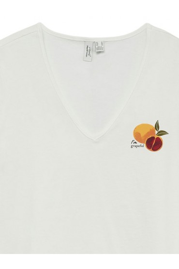 VMJITONA S/S V-NECK T-SHIRT JRS BTQ - ΛΕΥΚΟ