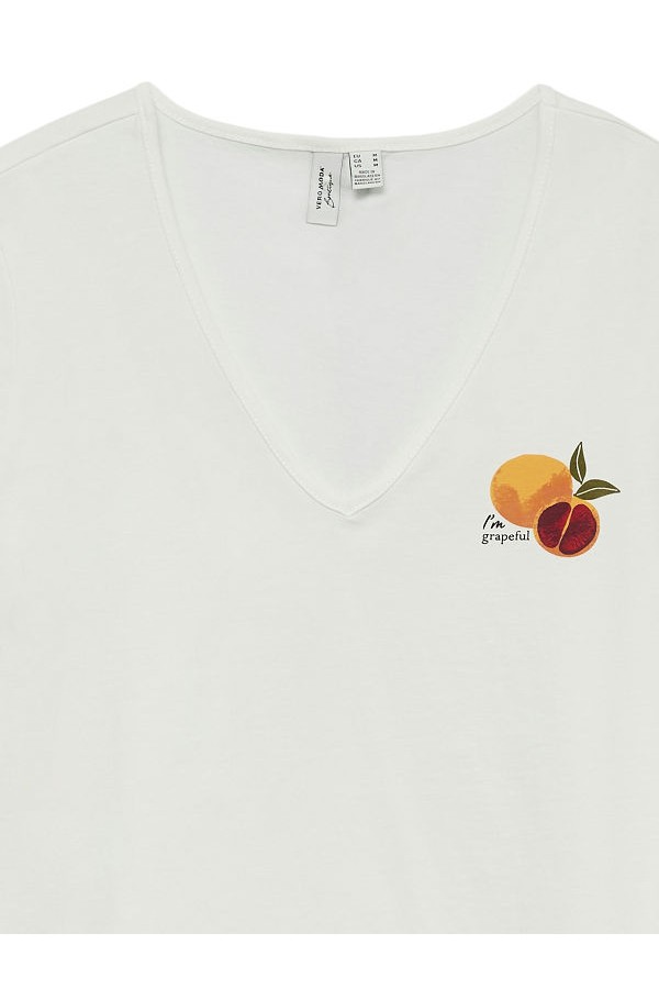 VMJITONA S/S V-NECK T-SHIRT JRS BTQ - ΛΕΥΚΟ