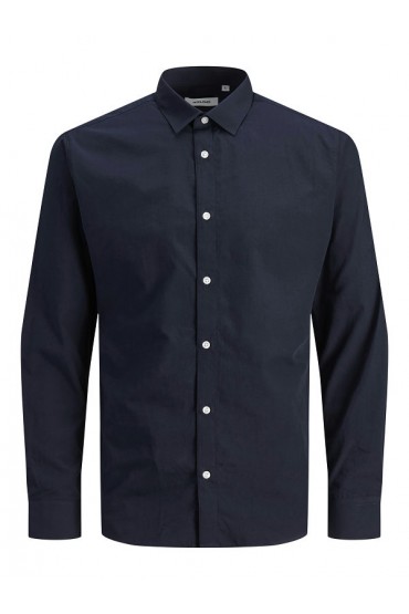 JJJOE SHIRT LS PLAIN NOOS PLS - ΜΠΛΕ