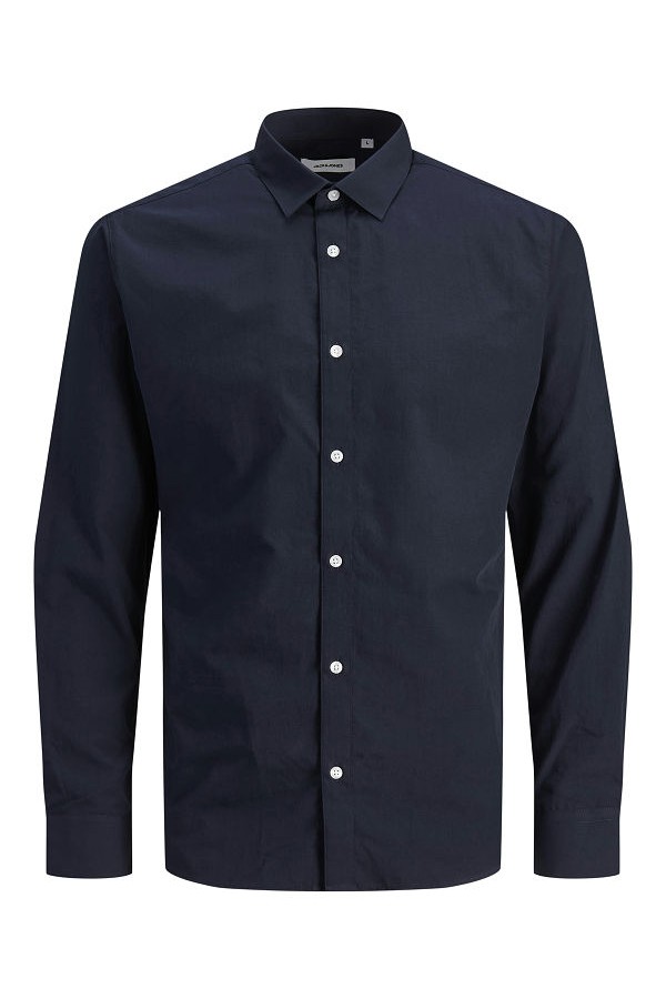 JJJOE SHIRT LS PLAIN NOOS PLS - ΜΠΛΕ