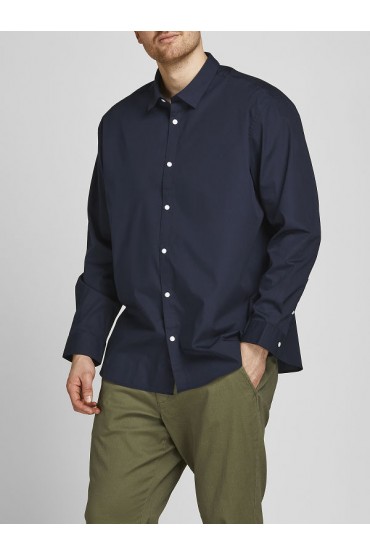 JJJOE SHIRT LS PLAIN NOOS PLS - ΜΠΛΕ