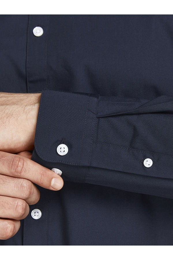 JJJOE SHIRT LS PLAIN NOOS PLS - ΜΠΛΕ