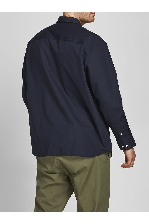 JJJOE SHIRT LS PLAIN NOOS PLS - ΜΠΛΕ