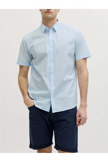 JREBGAVIN SOLID SHIRT SS - ΜΠΛΕ ΑΝΟΙΧΤΟ