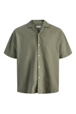 JJEBREEZE LINEN BLEND RESORT SHIRT SS SN - ΧΑΚΙ